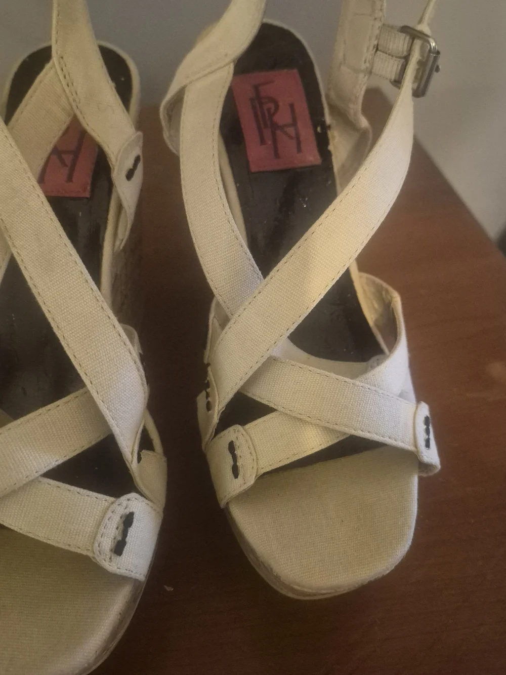 FRH White Cork Wedge Sandals - Women's Strappy Platform